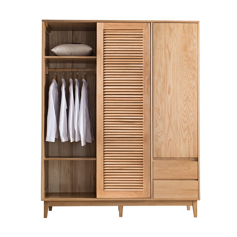 Louver ins modern simple special price useful 2 internal structures to choose from solid wood wardrobe with drawer furniture