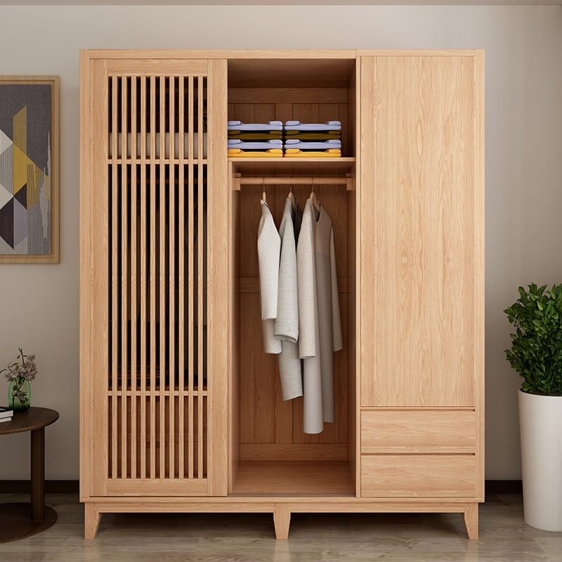 customizable creative design morden 3 door soild wood wardrobe with living cabinet or no live cabinet for the bedroom