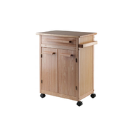 Wood Single Drawer Kitchen Cabinet Storage Cart Rolling Kitchen Island Natural