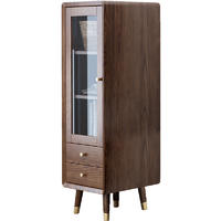 Factory sales hot sale white ash newly design walnut color natural copper feet solid wood wine cabinet wholesale retail