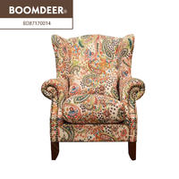 Boomdeer American Style Classic Arm Chairs Country Style Flower Antique Fabric Furniture Living Room Fabric Single Sofa