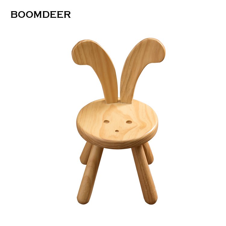 Child Children's Wooden Stool/Chair Rabbit Design Step Stool preschool furniture kindergarten cartoon animal bunny shape cheap