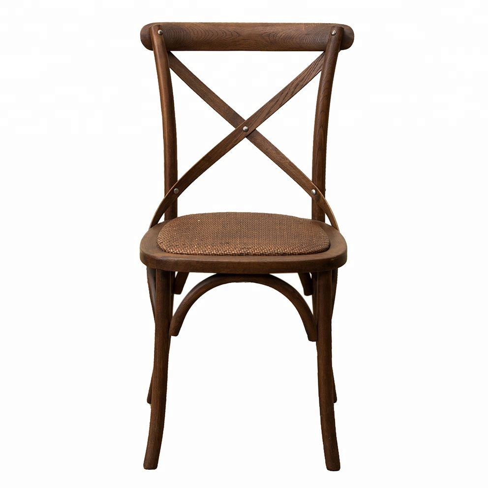 Back Cross Restaurant Wooden Room French Upholstered Furniture Antique Cheap Wholesale High Wood Design Dining Chair
