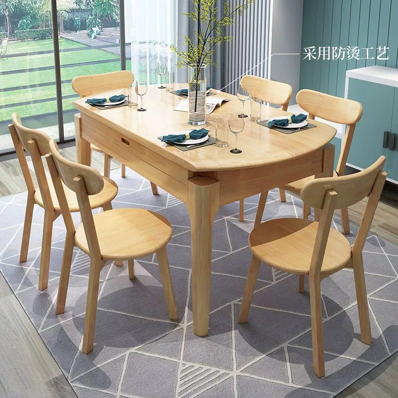 Customizable multifunctional space saving home furniture round square table soild wooden dining table