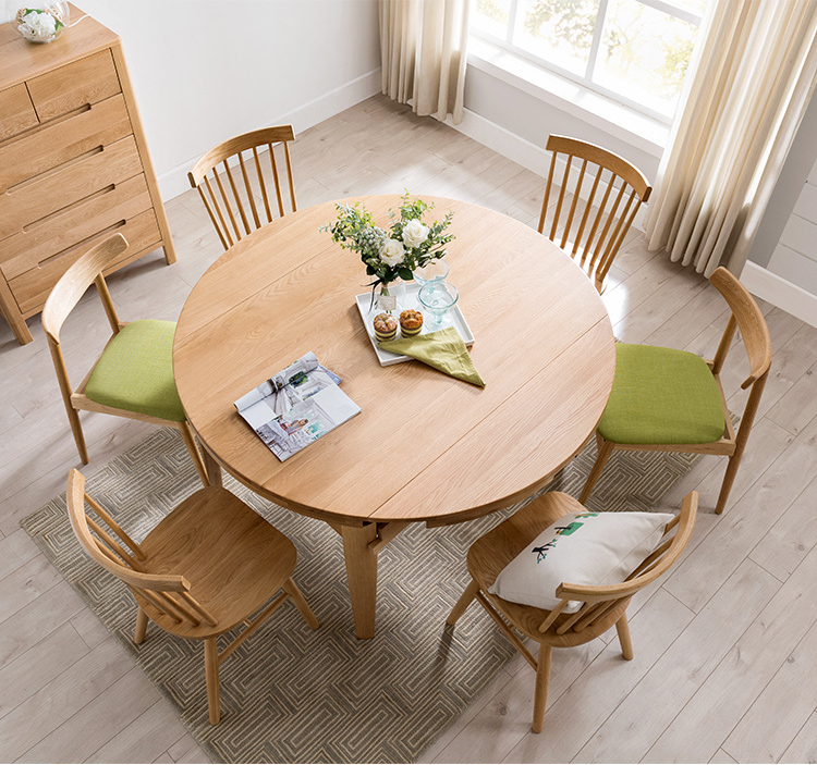 2020 China Hot Selling Removeable new design folding Extensible round soild wooden dining table