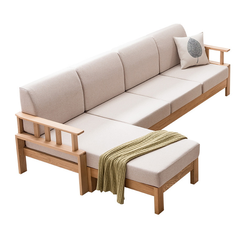 living room sofas solid wood l shaped wooden sofa modernwood frame fabric simple sofasectional corner sofa bed
