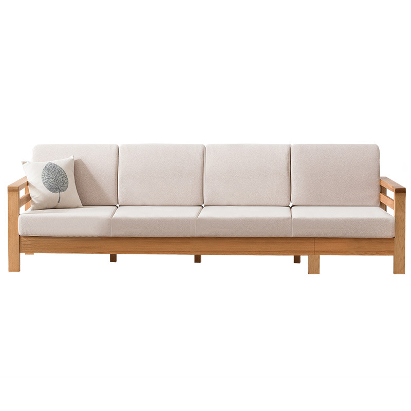 living room furniture four seats sofa wood designs exposed wood frame fabric sofa modern oak woodsectional