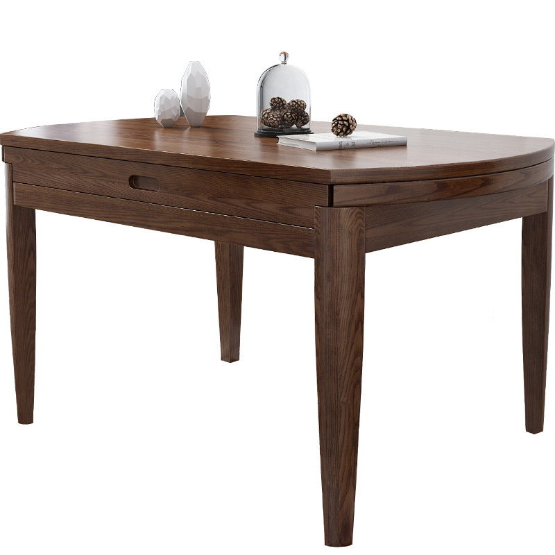 Morden design custom/OEM natural solid wooden walnut color foldable dining table for dining room/restaurant furniture