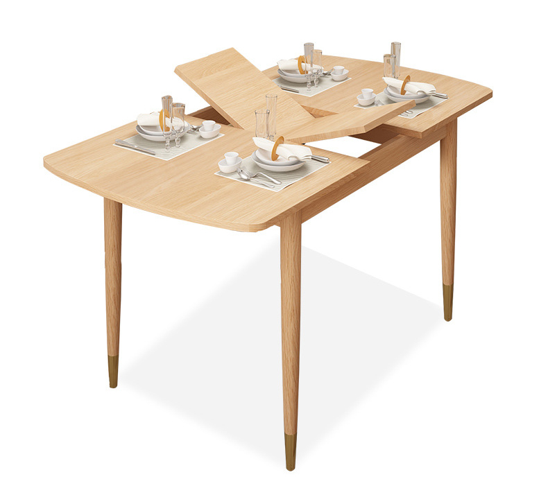 Morden design custom natural solid wood square wooden brass feet extendable dining table for dining room/ restaurant furniture