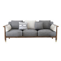 Morden custom brass feet double cloth color 3 seat natural solid wooden fabric sofa sectional set for home furniture