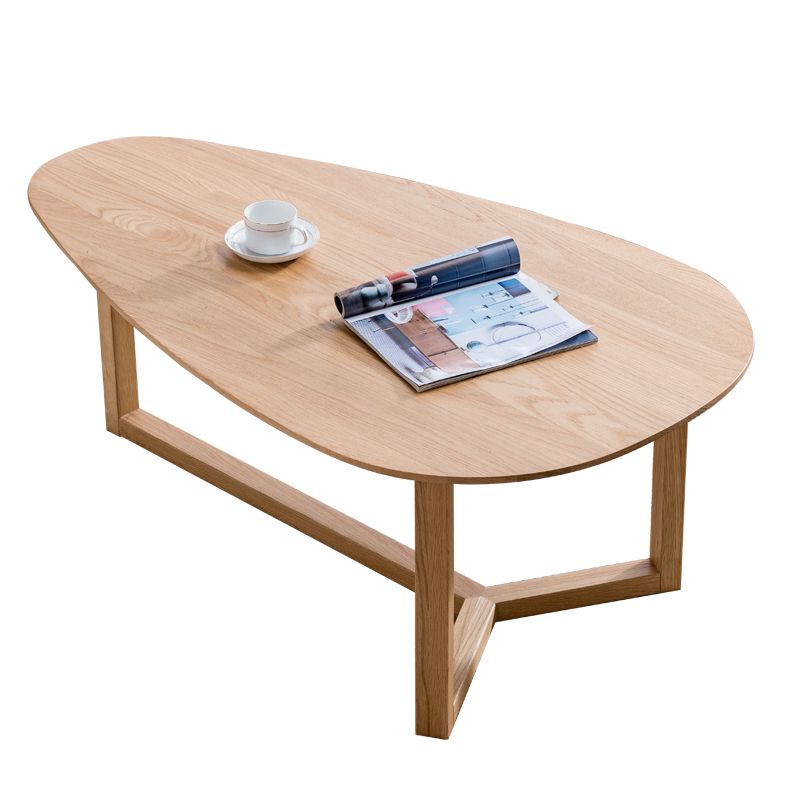 Home furniture contemporary wooden coffee table end tables modern wooden water drop shape tea table with simple base