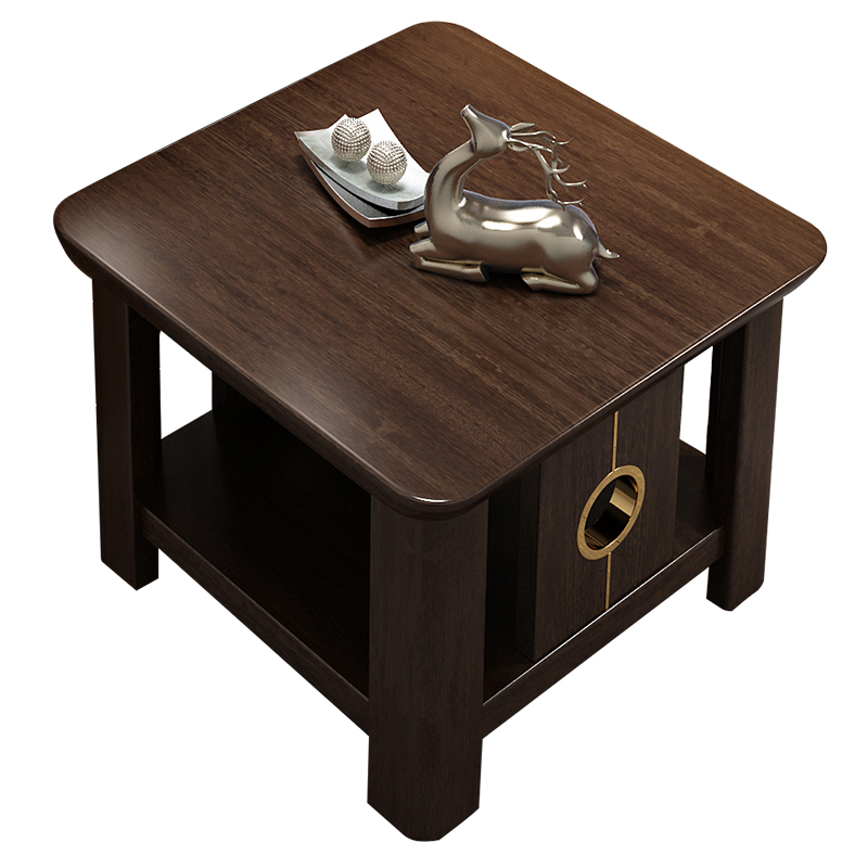 Living Room Fashion Design Modern base small luxury Wood wax oil quadrate side table with Copper foot for the livingroom