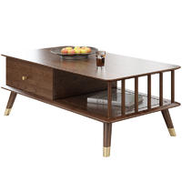 Living rooms furniture standard size modern design fancy living room table furniture soild wooden tea table with drawers