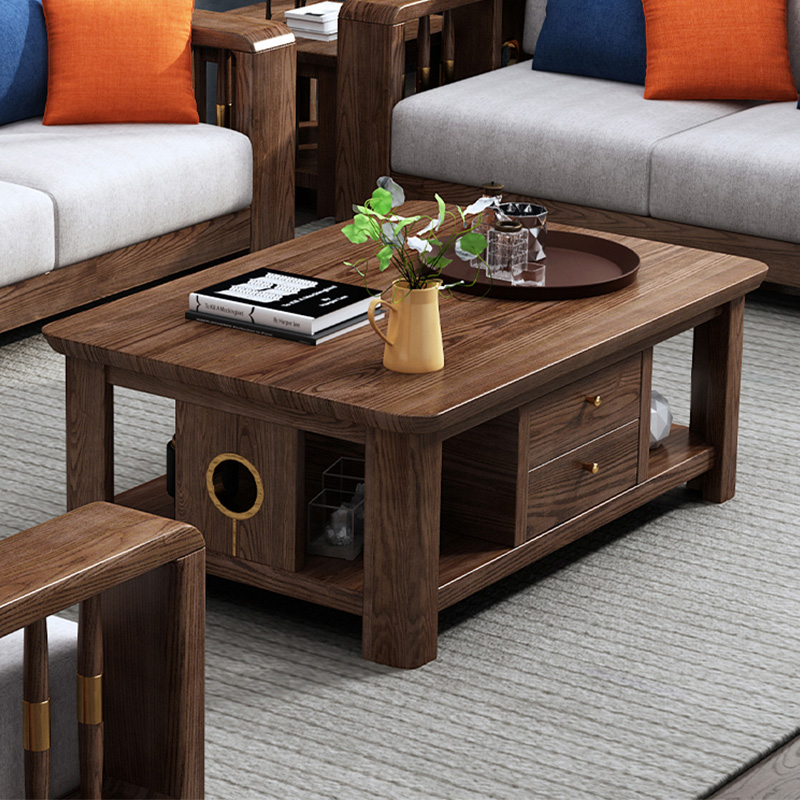 China manufacture special offer novel latest design lounge useful white ash solid wood coffee table furniture for living room