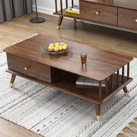 China supplier factory natural Nordic design fashionable net red same ins copper feet solid wood coffee table furniture