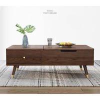 Walnut color white ash hot sale new list design storage creative high quality modern copper feet lift solid wood coffee table