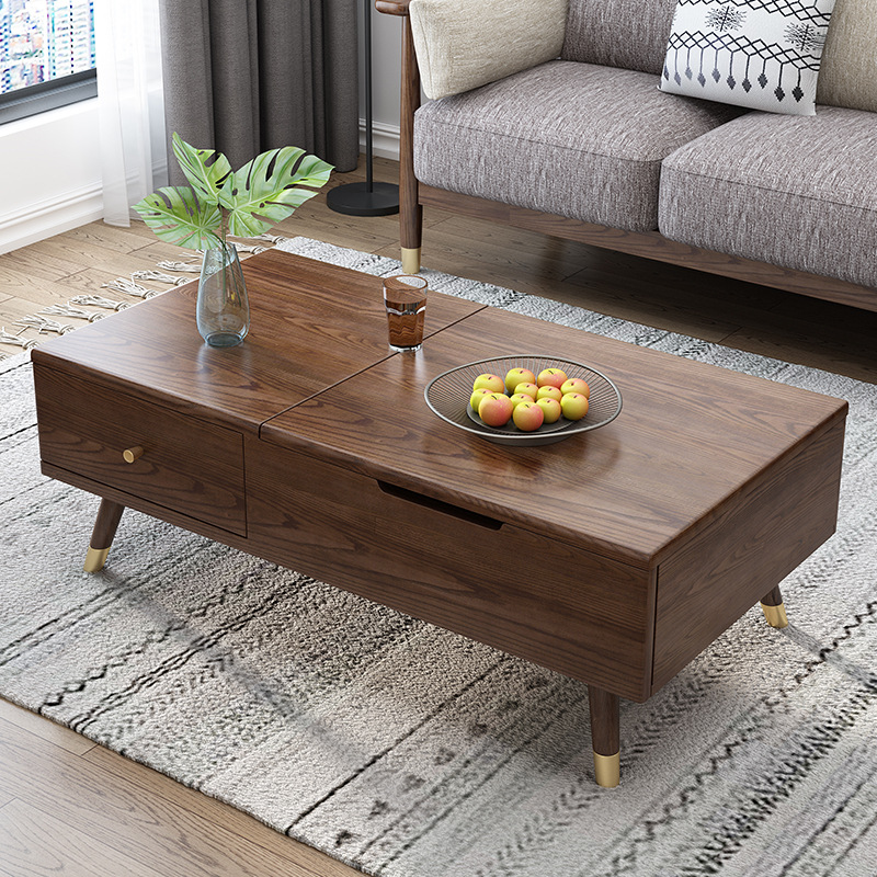 Luxury Modern living furniture sets Square soild wooden Elevating tea table with customized size for special offer