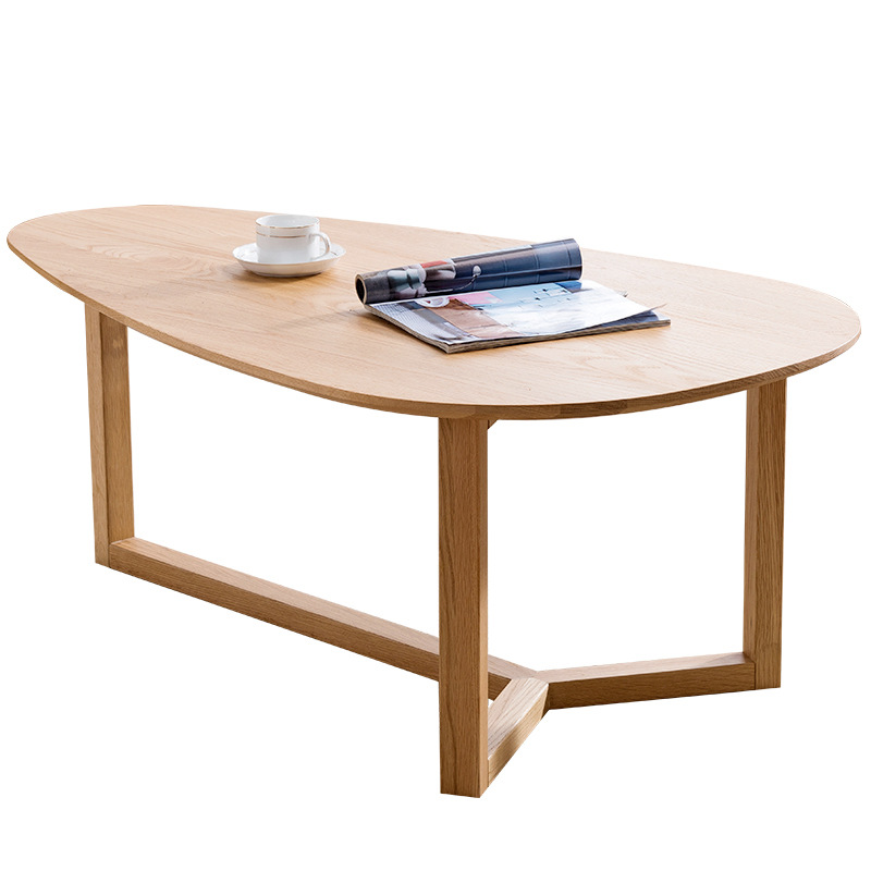 Morden custom fashion design natural solid wooden tea table water drop shape coffee table furniture