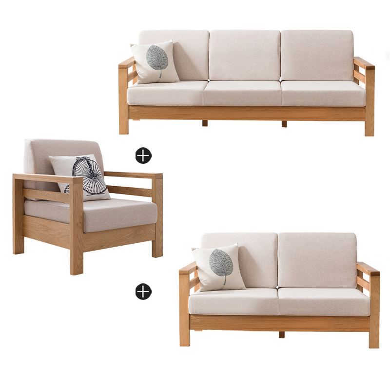 Boomdeer living room latest modern design simple lounge sofa many sizescomposable wooden sofa set with fabric furniture home