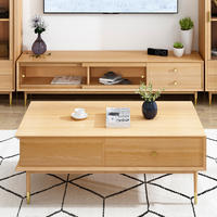 Simple Solid oak wood modern design coffeetable livingroom furniture set