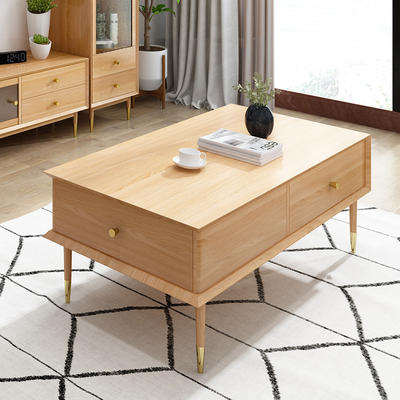 Boomdeer Solid Wood Home Usage Wooden Solid Wood Tea Table Sofa Centre Table With Storage