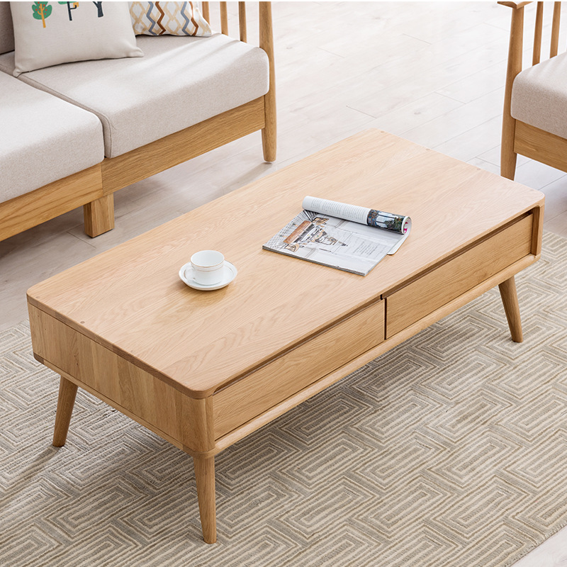 Solid wood oak wood simple modern living room coffee table tea table rectangular table