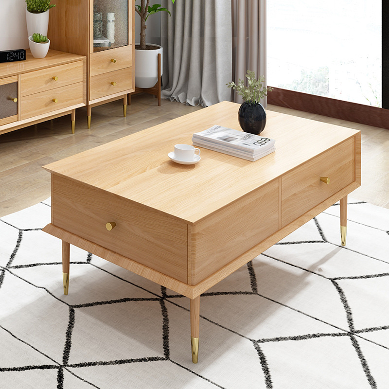 Boomdeer Solid Wood Side Table Modern Wooden Coffee Table Tea Table For Living Room