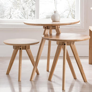 3 Set Simple Lounge Square Wood Room Nesting Pine Coffee Table