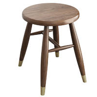 BOOMDEER custom walnut color copper foot nordic dining soild wooden comfortable round stool set dining room by using white ash