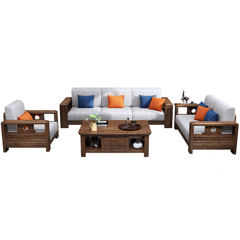 Living Room Furniture Set Wooden Corner Design Designs Sofas, Sets Tray Chairs Sofas 2 Seater Solid Wood Sofa