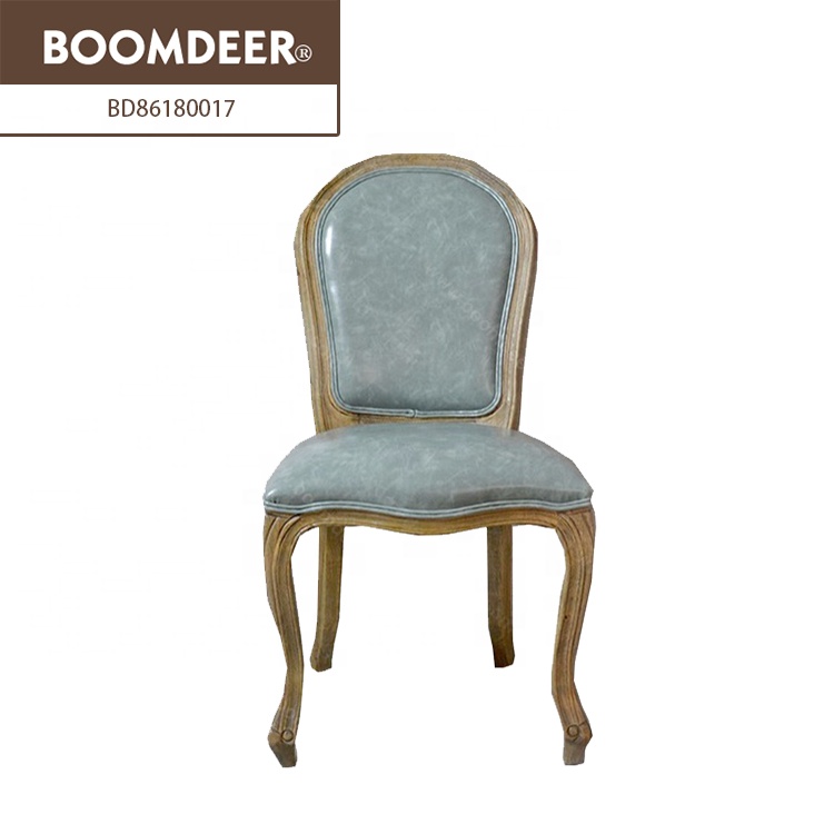 Wholesale Cheap Antique Luxury French Restaurant Accent Chairs Leather Solid Wood Chair Dining Chair