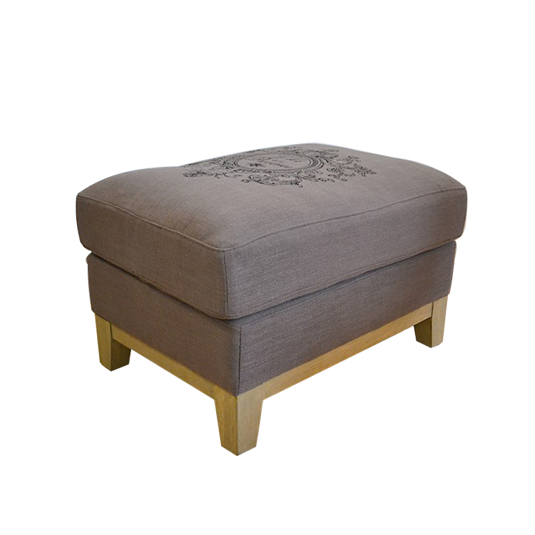Storage Stool Wooden Footstool Round Pouf French Slipcover Gray Furniture Chair Small Ottoman