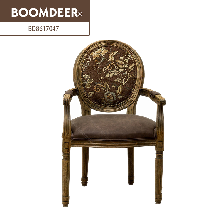 Fashionable Modern Solid WoodLiving Room Round Back Wooden Armed Chair Designs