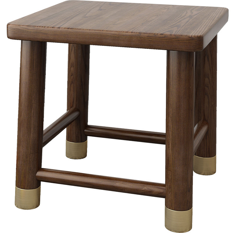 China manufacturer factory price nordic useful simple latest design white ash walnut color copper feet solid wood square stools