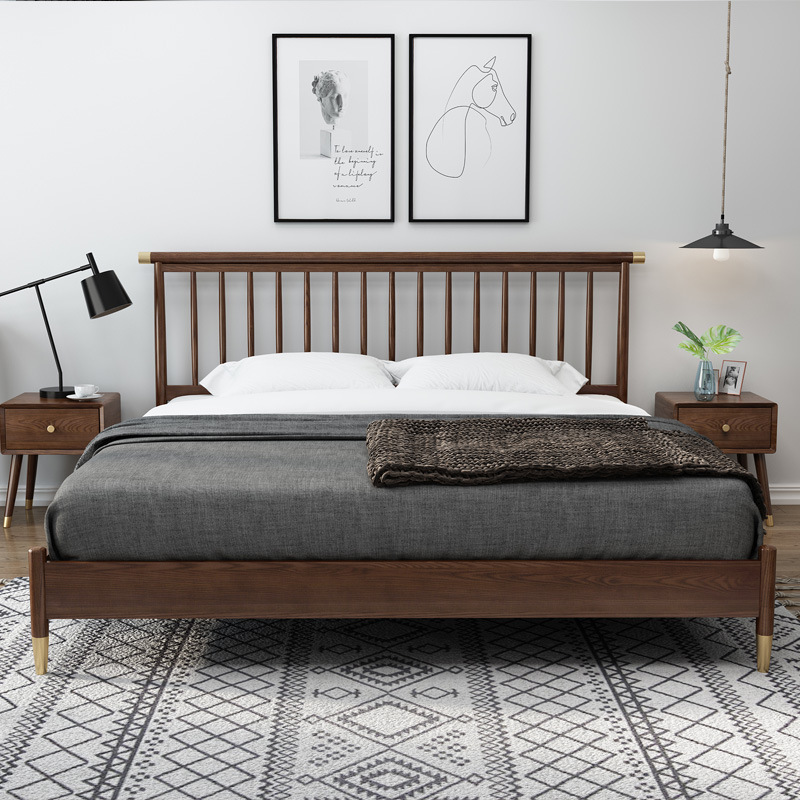 Luxury Bedroom Set Furniture elegant walnut color wooden modern beds designs sleeping house double bed