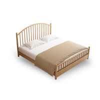 2020 Solid Wood Bed Wooden Double Bed Simple Modern popular Europe style rubber furniture bedroom China factory direct sale hot
