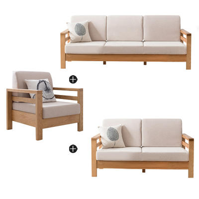 Modern Living Room FurnitureL-Shaped wooden Solid Linen Fabric Sectional Sofa Couch Set