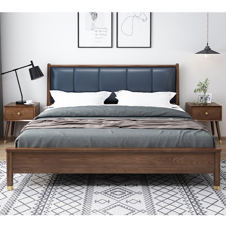 2020 minimalist latest design high quality low price high end soild wooden bed designs furniture with storage