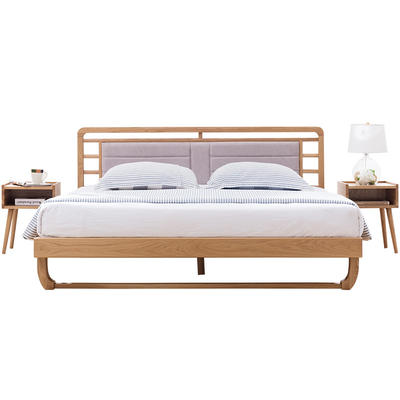 Cheap bedroom furniture solid Oak wood bed queen size single or double wooden bed for bedroom