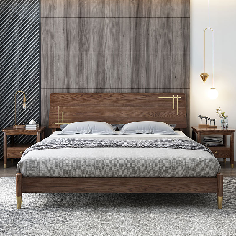 china bed room furniture simple design comfortable fancy multifunctional soild wooden bed for bedroom