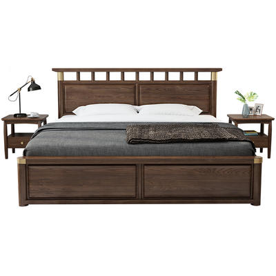 Luxury customizable bedroom furniture extendable storage box wooden bed King size double bed wooden design