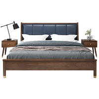 High quality natural solid wooden bed King size double bed wooden with wood frame home furniture
