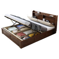 solid wooden bed frame storage hot sales latest design rustic platform slats bed