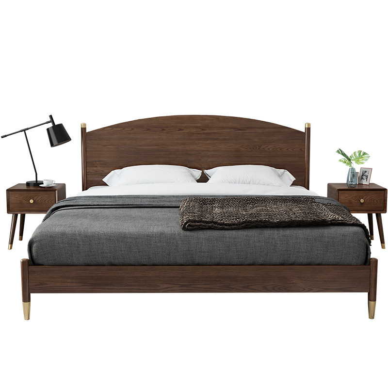 solid wood famous brand strong high-end high quality bed setthe loft hotel double wood frame furniture bed bedroom