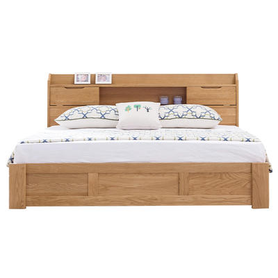 Latest Wooden natural wood color Bed Designs Competitive price direct deal Wood Double soild wooden Bed Design With Box