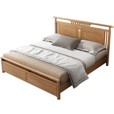 HOT SALE morden customizable luxury double single bed low wooden bed with gold decorationas for bedroom furniture