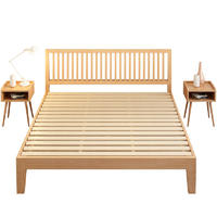 Morden simple design ODM OEM supported solid ash and pine wooden bed single double bed for bedroom furniture set