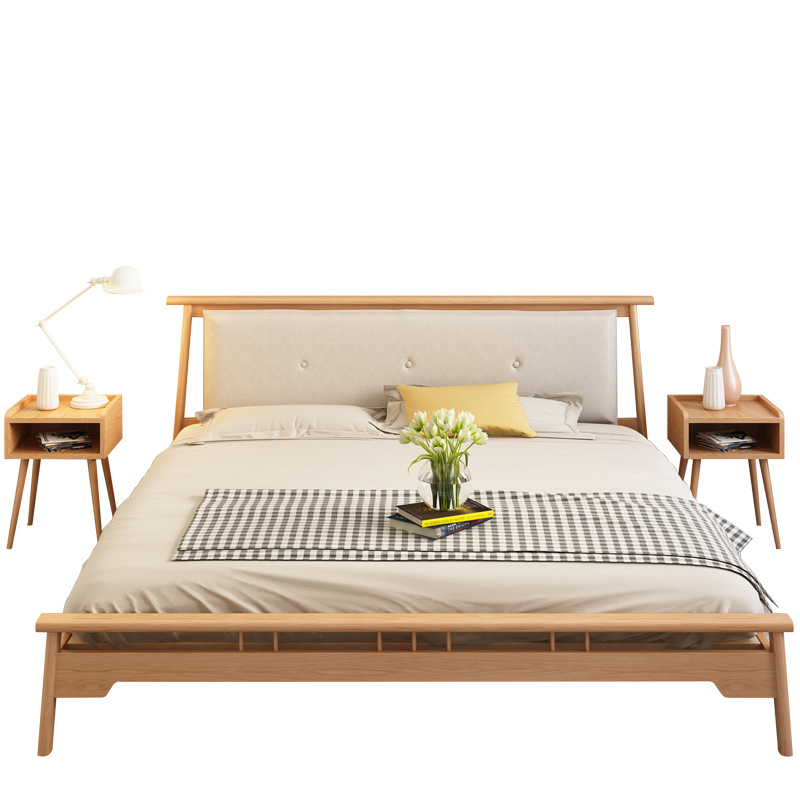 High quality morden fashion customizable solid ash wooden bed single double bed for home bedroom furniture set
