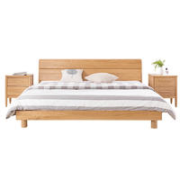 Morden simple design custom hot sale natural solid wooden bed single double bed furniture for bedroom