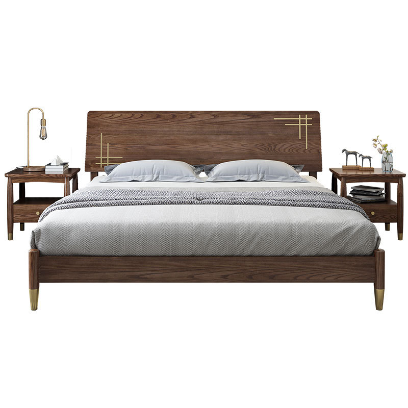 2020 hot morden bedroom furnitureural new single or double design custom soild wooden bed with white ash and wood bedstead